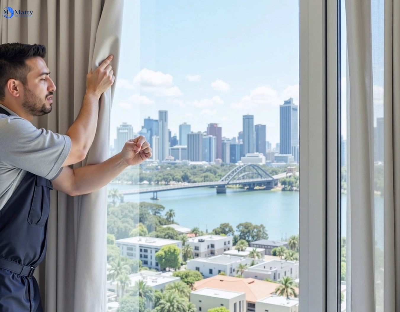 Professional curtain steam cleaning service newstead QLD by Matty Curtain Cleaning